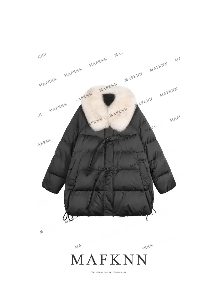 

Warm Casual Color Winter down Coat with Fur Collar MK4 Ele Silk Knitted Women's Puffer Jaet Ci Leisure
