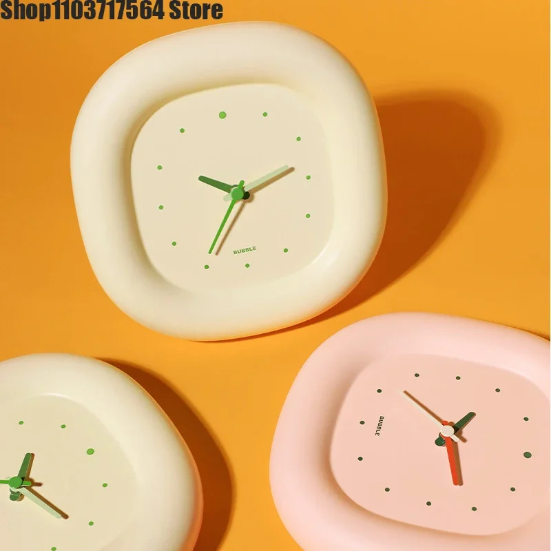 Cream bubble clock seat clock new Chinese living room home bedroom silent clock multi-functional simple creative