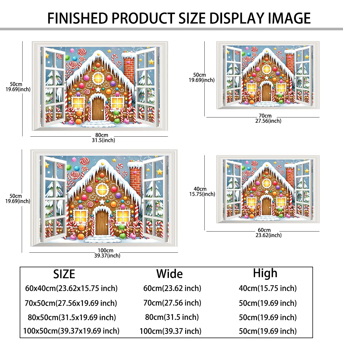 1pc simulated window wall sticker featuring a snowy outdoor scene and a candy-house waterproof and concealing flaws