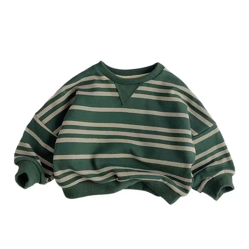 Autumn New Children Casual Striped Sweatshirt Baby Long Sleeve O-neck Tops Boys Girls Loose Sweatshirt Kids Pullover Clothes