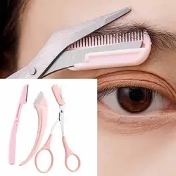 Eyebrow Scissors Trimmer Comb And Eyebrow Shaving Tool Crescent X2B4