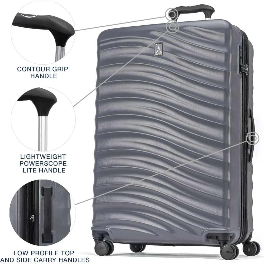 Travelpro Maxlite Air V2 Hardside Rozszerzany Bagaż, 8 Kółek Obrotowych, Lekka Twarda Skorupa, Zamek TSA, Cieńszy Szary, 2-częściowy S