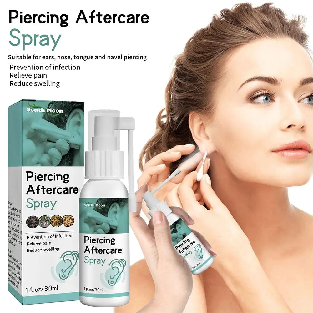 30ML Piercing Aftercare Spray disinfezione orecchini gonfiore lavaggio liquido pulizia orecchio foro portatile lenire il dolore cerume Reli V7J1