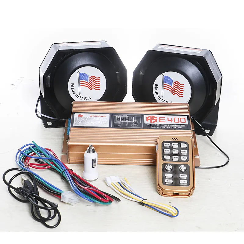 400W Car Police Siren With MIC Speaker System 15 Sound Federal Signal for Car Police Fire Warning Horn Alarm Amplifier