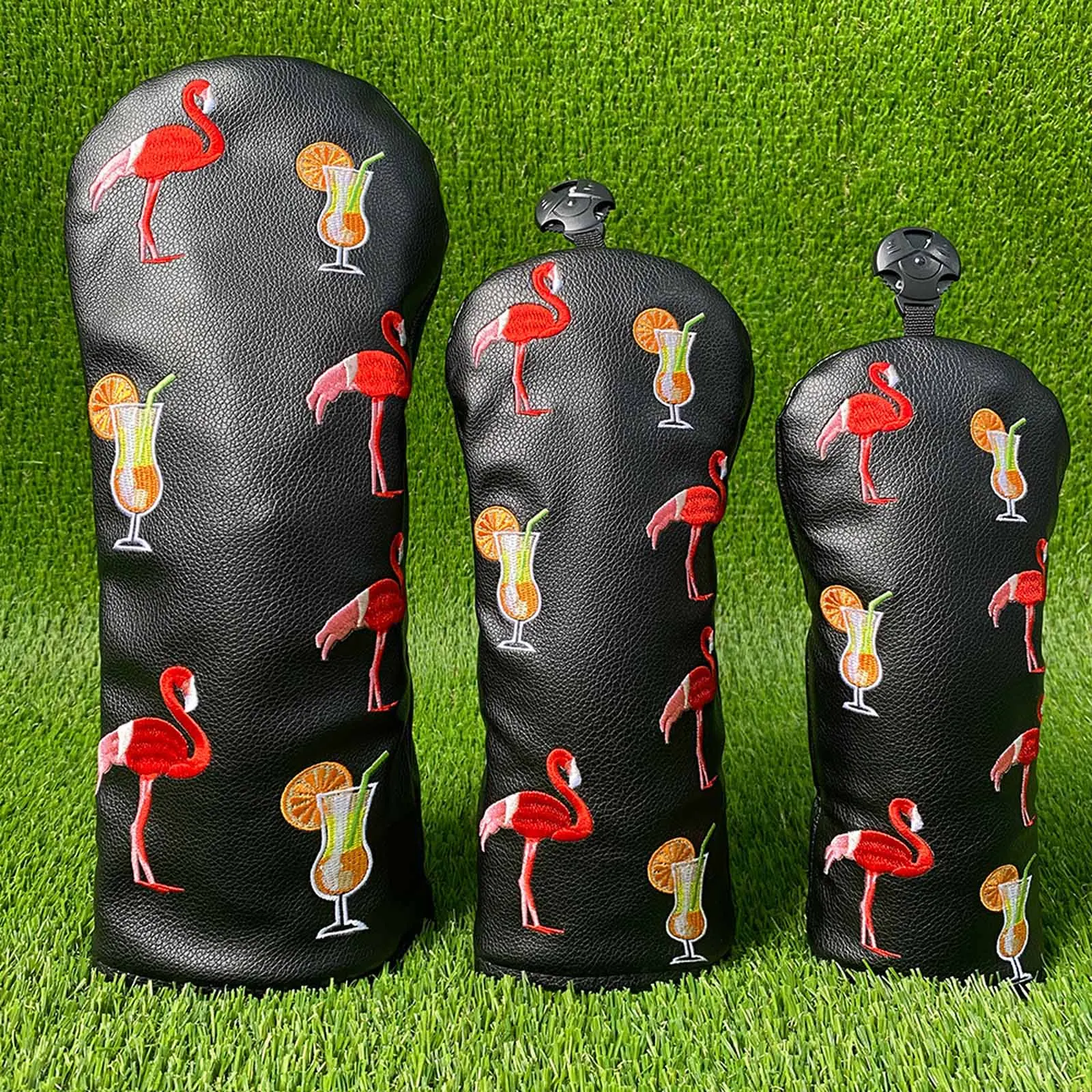 

3Pcs/Set Creative Bird Embroidery Golf Club Head Covers PU Leather Headcovers with Lining for 1 3/5 UT Driver and Fairway Woods
