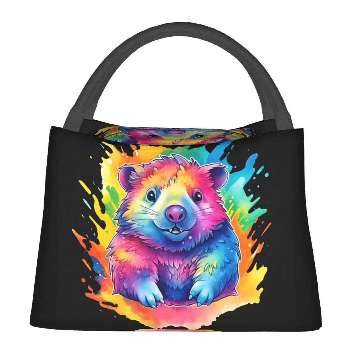 Rainbow Splash Wombat Lunch Bags Insulated Bento Box Lunch Tote Leakproof Picnic Bags Cooler Thermal Bag for Woman Girl Office