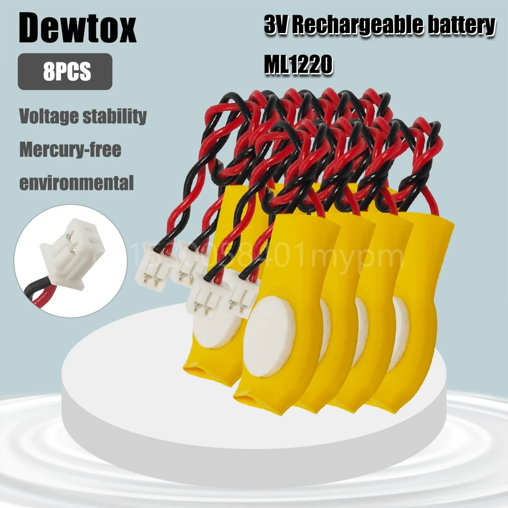 8 قطعة ديوتكس ML1220 3 فولت اللوحة CMOS بطارية ليثيوم قابلة للشحن لبلوتوث اللاسلكية المنتج إنذار ضد السرقة