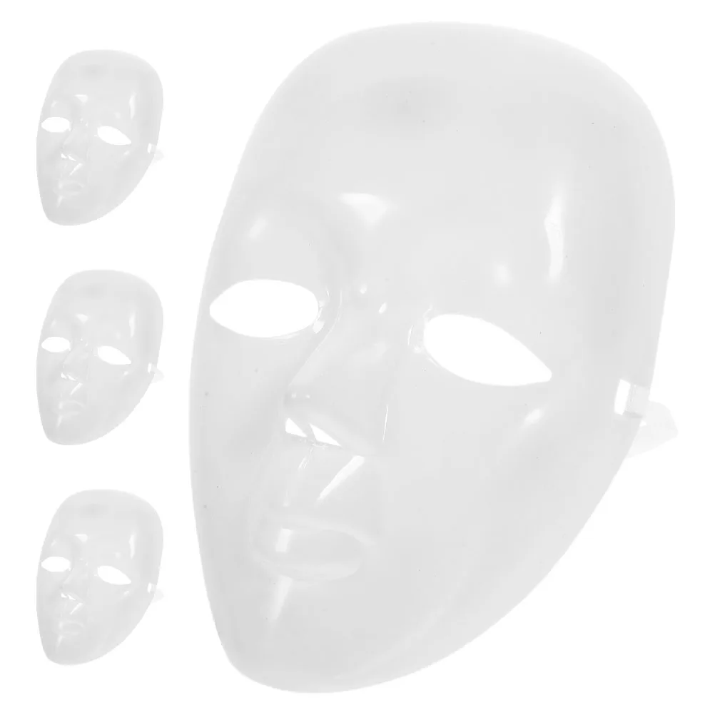 

4pcs Blank Hand Drawn Masks White Plastic Masquerade Halloween Cosplay DIY Decorate Reusable Comfortable Fits Various Sizes