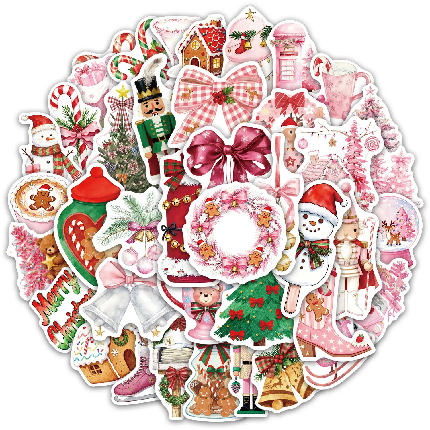 50PCS Rosa Weihnachten Spaß Aufkleber DIY Telefon Fällen Laptop Tassen Computer Spielzeug Aufkleber