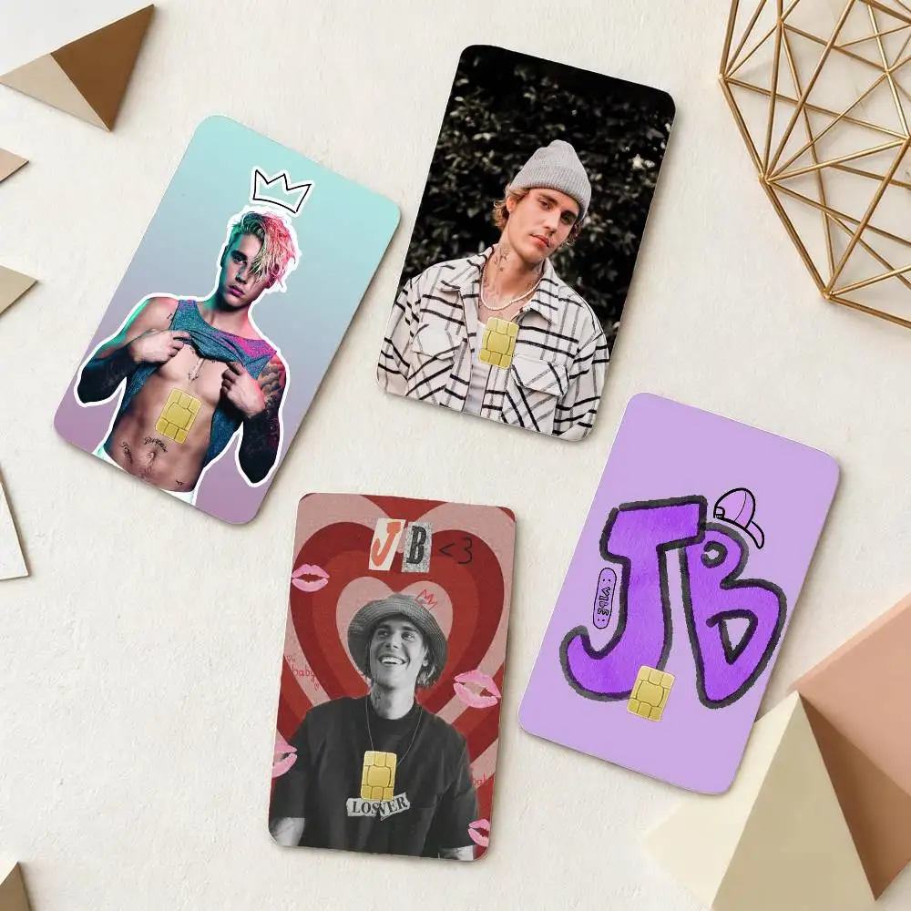 

Singer cool J-Justin Bieber Card Stickers Small Waterproof Chip 4PCS Card Sticker Anti-Scratch