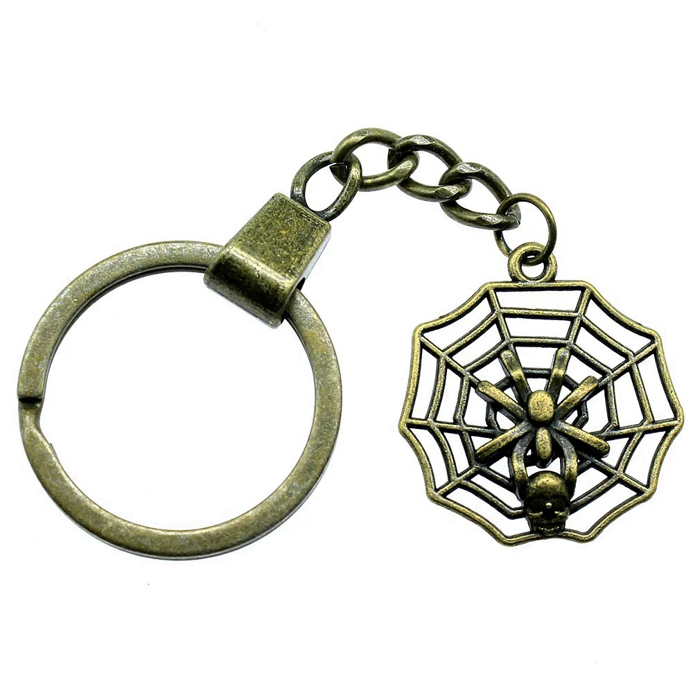 1pcs Skull Spider Spider Web Keychain For Women Nail Charms Accessories For Jewelry For You Ring Size 30mm