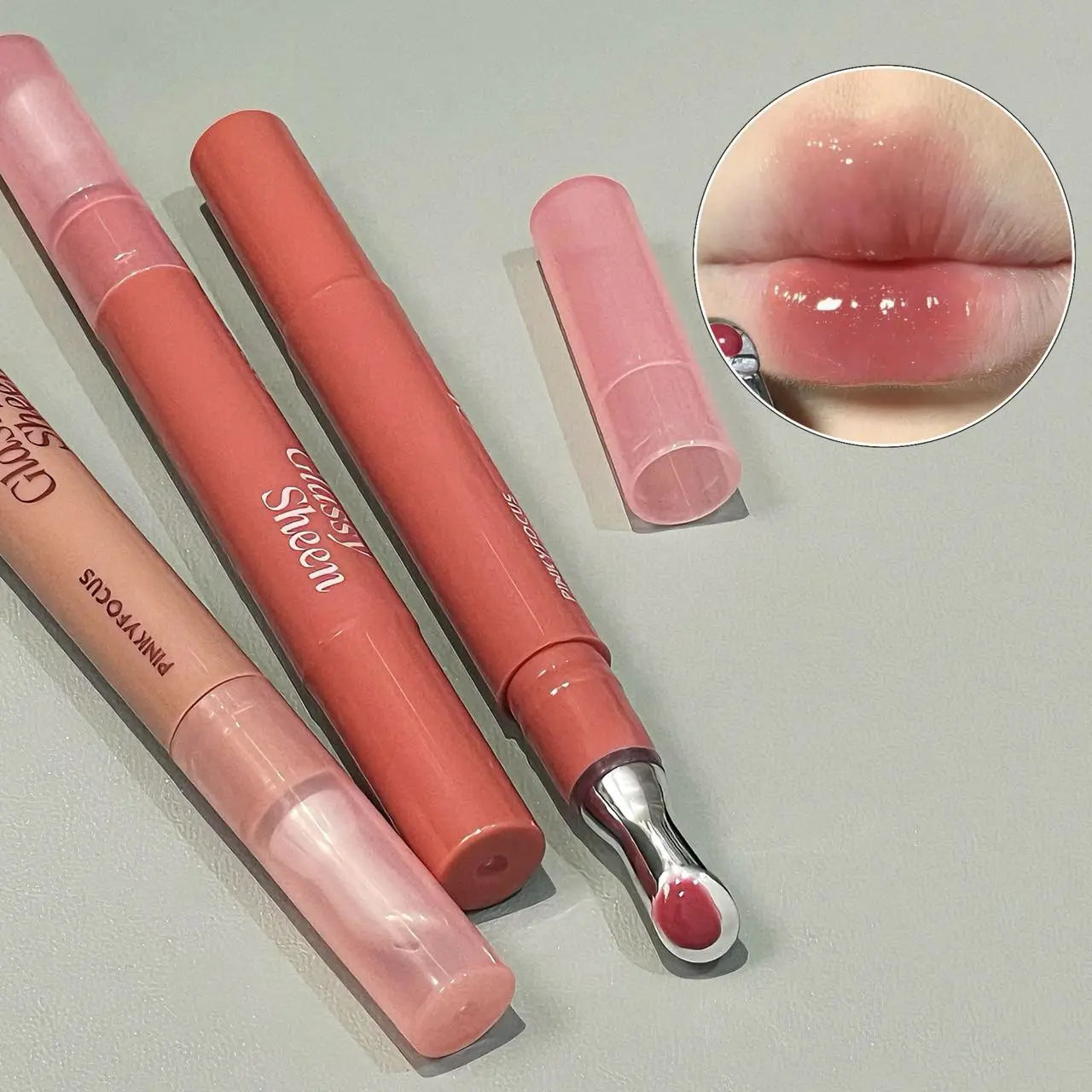 Pinkyfocus Siero idratante Lucidalabbra - Texture gel leggera, aspetto trasparente a specchio rugiadoso, grassoccio e idratante