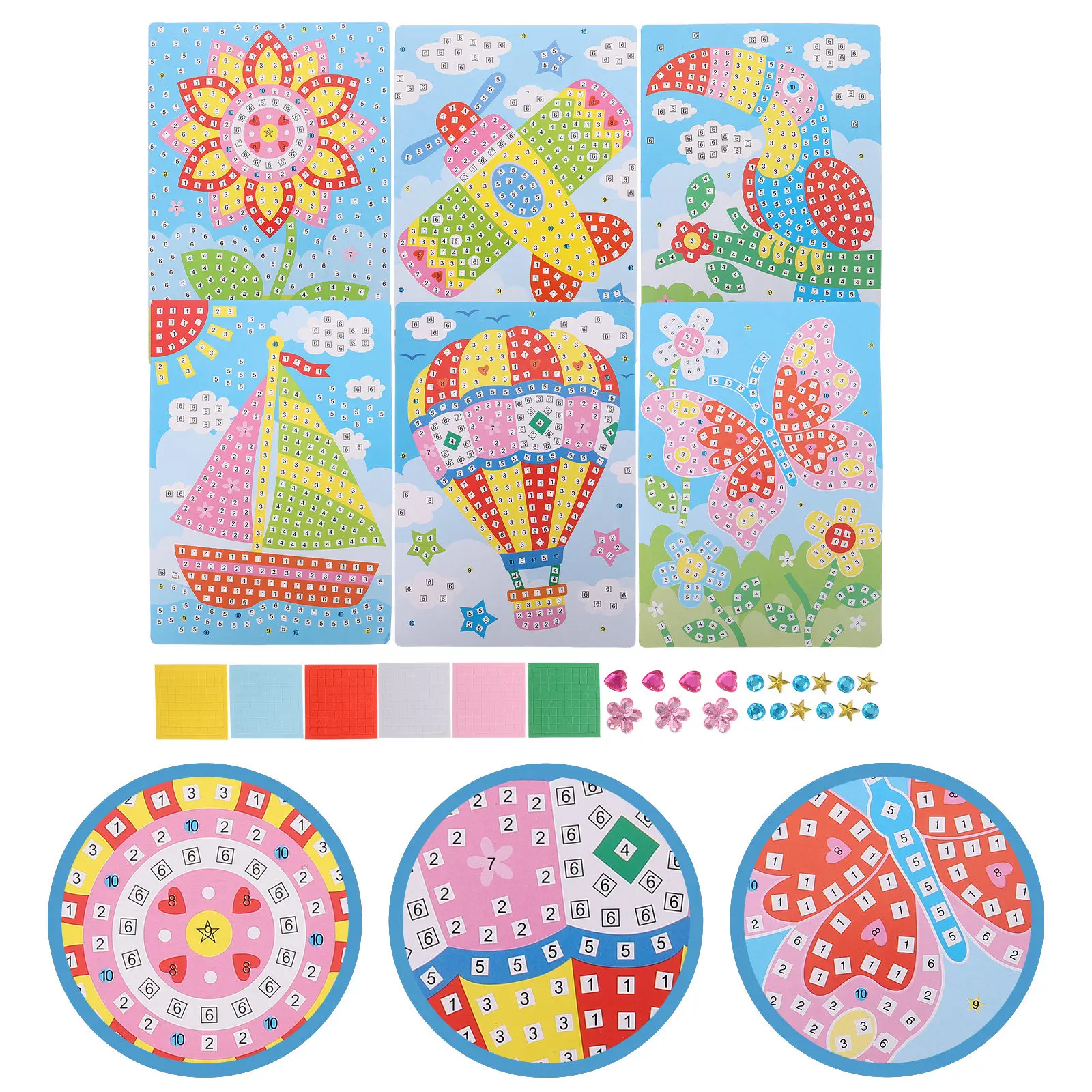 

6 Pcs Decorative Cartoon Puzzle Sticker Cartoons Matching Toys Kids Stickers EVA Children