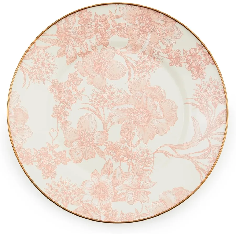 

Эмалированная обеденная тарелка, декоративная тарелка для столовой посуды, 10 дюймов, набор из 1 розового английского сада