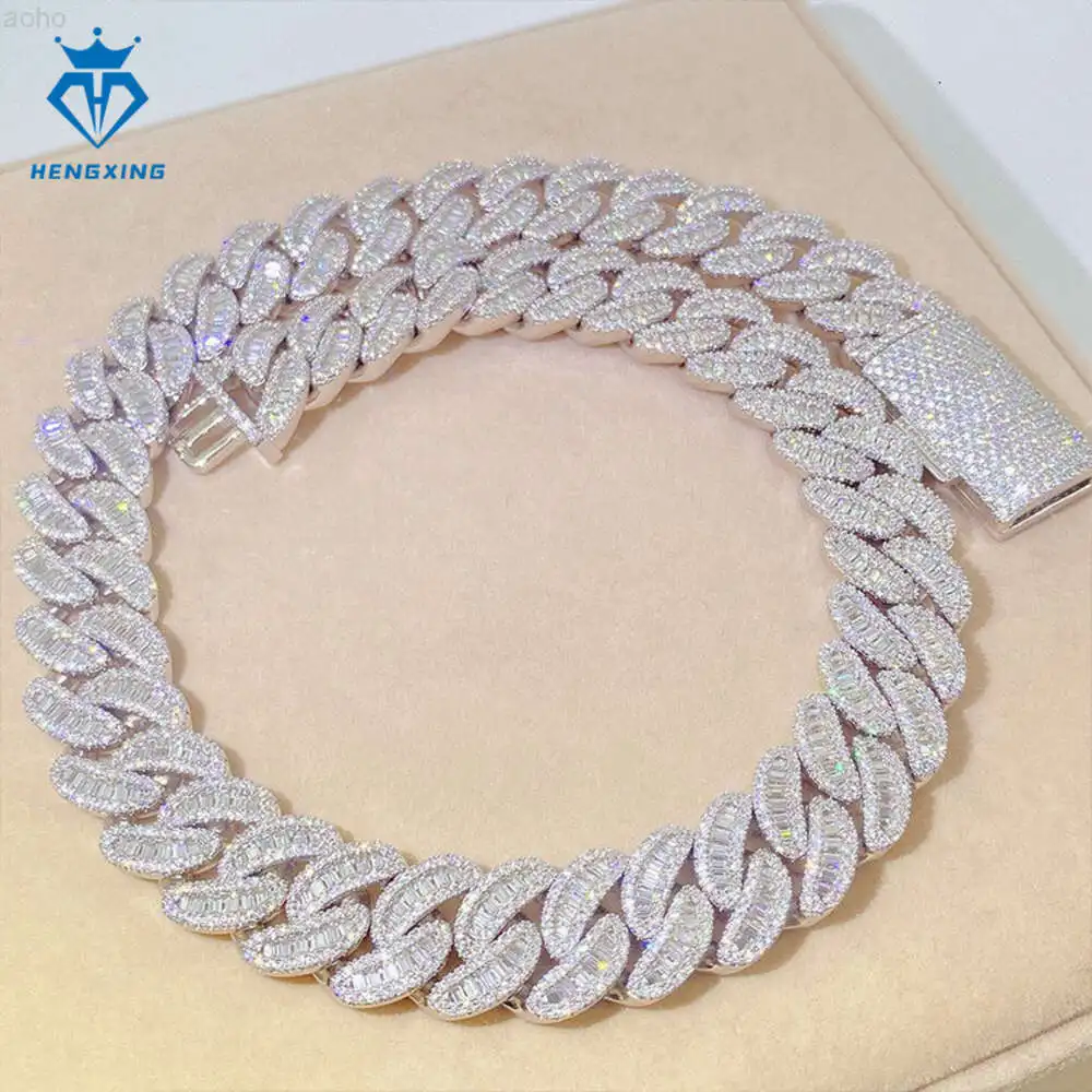 

Pass Diamond Tester 18mm Miami Hip Hop Jewelry Silver 925 Cuban Chain Necklace Vvs Moissanite Iced Out Cuban Link Chain