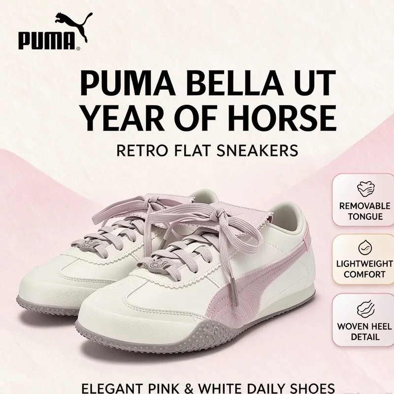 Puma Bella UT Year Of Horse 406665-01 Women Fashion Retro Casual Sneakers Woven Heel Detail Walking Shoes