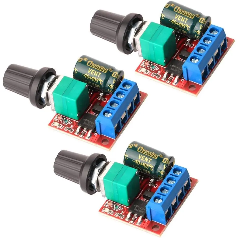 3 Pezzi Mini Regolatore di Velocità PWM per Motore DC, Modulo Interruttore Regolabile 5V-35V 5A, Regolatore di Tensione Variabile 6V 12V 24V