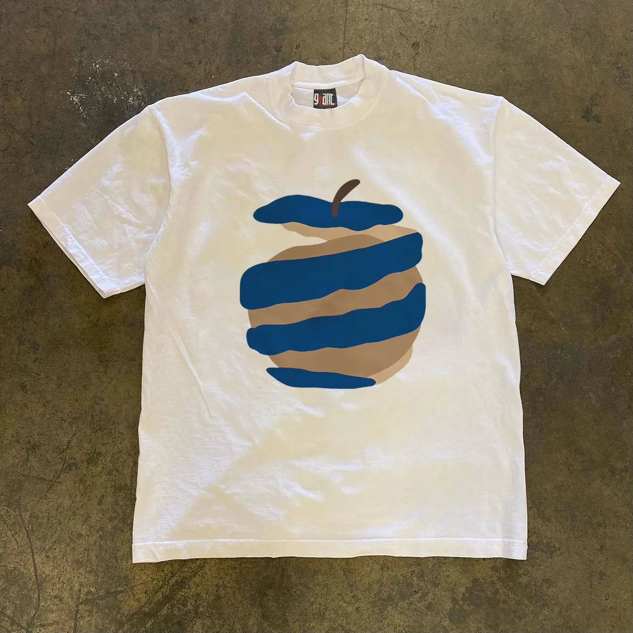 Personalized Blue Apple Skin Pattern Printed Round Neck T-shirt for Casual Daily Wear, Summer Men's and Women's Tops