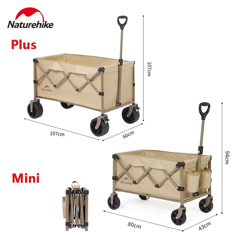 Naturehike Camping Trolley Portable Folding Collapsible Wagon Large Capacity Outdoor Shopping Picnic Travel Garden Cart 250L