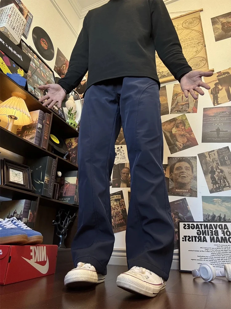 

Men's Soft Fleece Lined Straight Leg Work Trousers Windproof Waterproof Spring Autumn Casual Pants Clean Fit Style