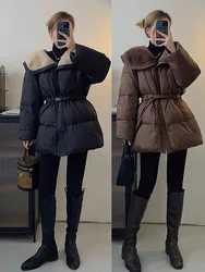 Thicken White Duck Down Jacket for Women's High-end Mid Length Down Coats 2024 Winter Korean Fashion Loose Bread Coat Пуховик