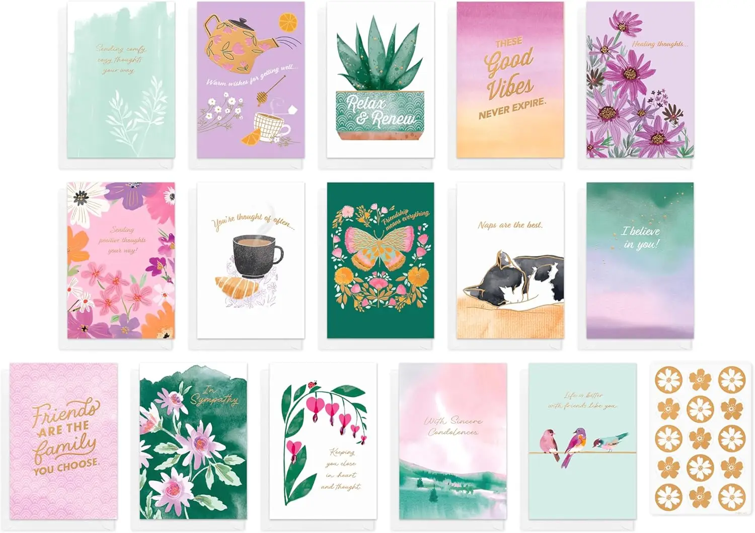 

Greetings 15-Count Thinking of You Card Bundle with Envelopes- Get Well, Support, Friendship, and Sympathy