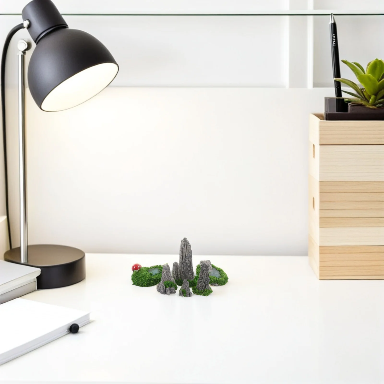 

12pcs Miniature Landscape Ornaments Diorama Rocks Set Artificial Stone For Fairy Garden Decor Christmas Village Accessories