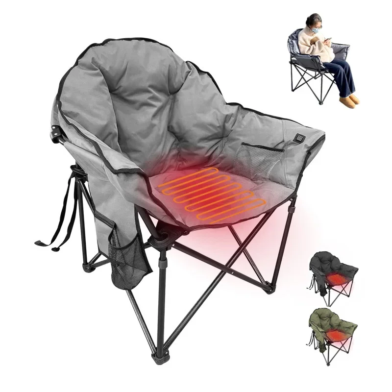 

Custom Logo Lightweight Outdoor High Quality Oversize Heat Camp Chair Camping Heated Moon Chair For Winter And Adults