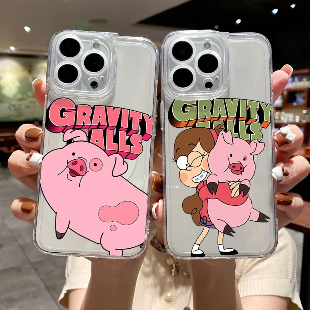 MINISO Pig Gravity Falls Phone Case for iPhone 12 11 13 14 15 16 Max Pro Plus Magsafe Magnetic Wireless Cover