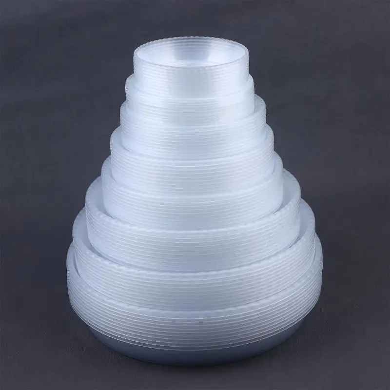 Batch of 10 New Round Flower Pot Tray; Clear Desktop Saucer; Plastic Waste Bin.