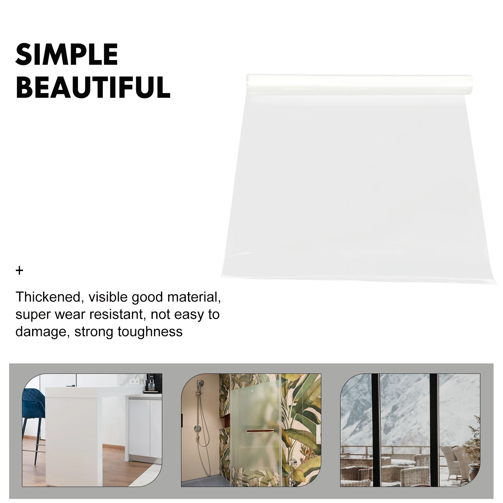 1 Roll Clear Table Protector Plastic Film Waterproof Scratch-Proof High-Temp Resistant Wearable Reusable Cut-To-Fit For Kitchen