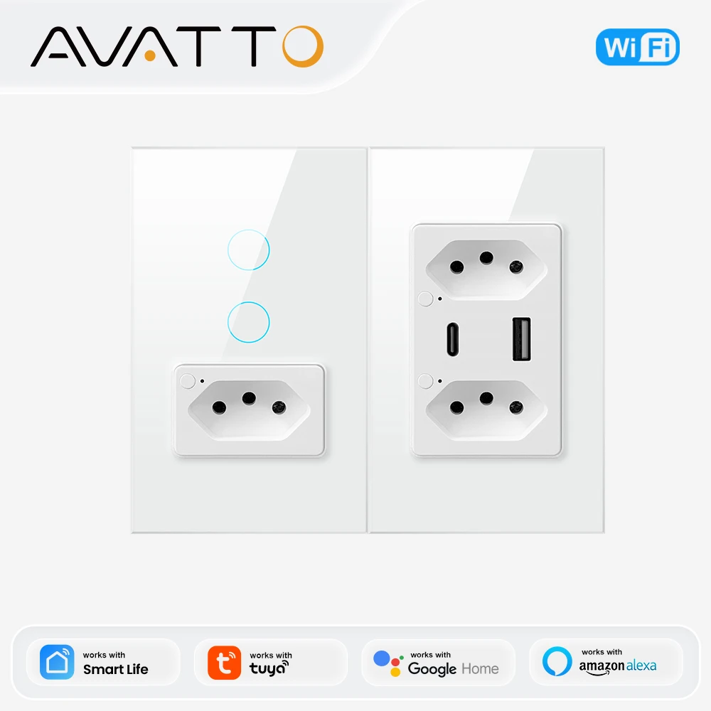 AVATTO Smart Light Switch with Brazil Socket,Type-C&USB port