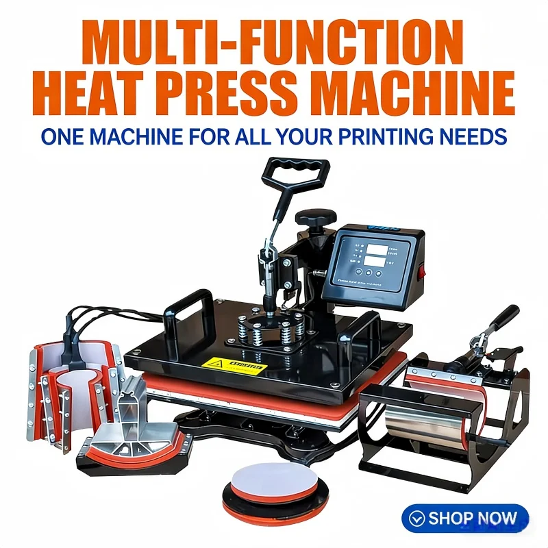 8 in 1 Combo Heat Press Machine 5 in 1 Heat Transfer Machine for T Shirt Mug Hat Sublimation Printer