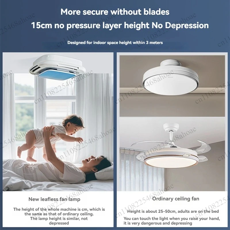 Leafless Invisible Ceiling Fan Light Full Spectrum Eye Protection Bladeless Fan Lamp Bedroom Dining Indoor Lighting