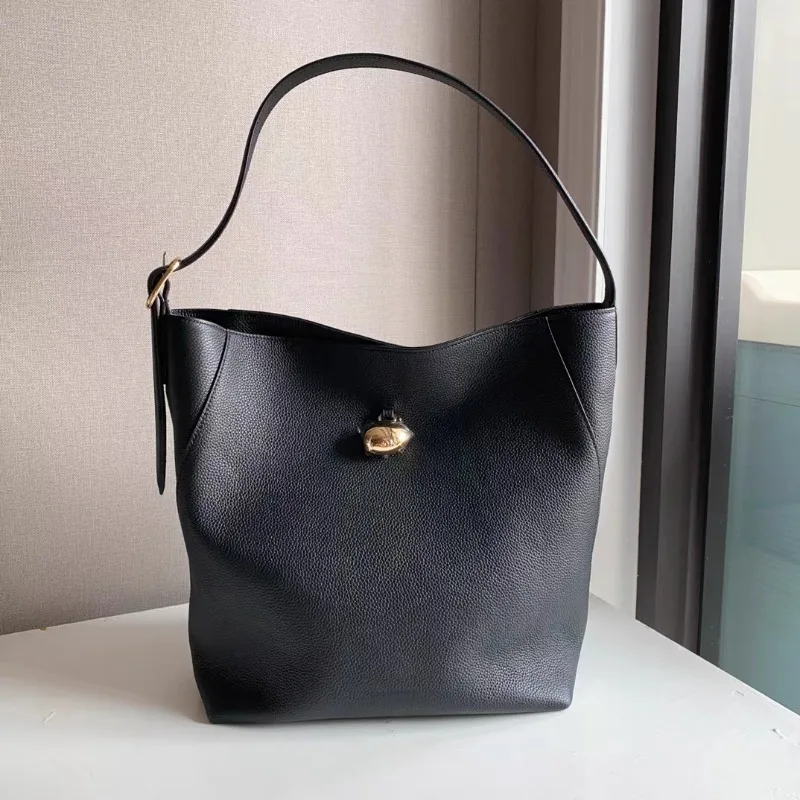 

Korean Minority Designer Luxury Cowhide Handbags Large Capacity Single Shoulder Bucket Bag Casual Commuter All-match Tote Purses