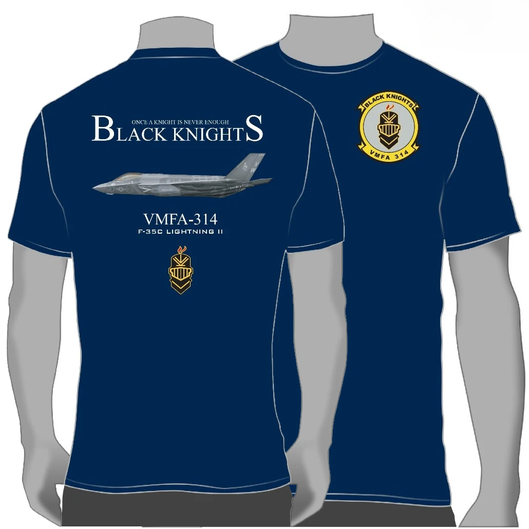 

USMC VMFA-314 Black Knights F-35 Squadron T-Shirt 100% Cotton O-Neck Short Sleeve Summer Casual Mens T-shirt Streetwear