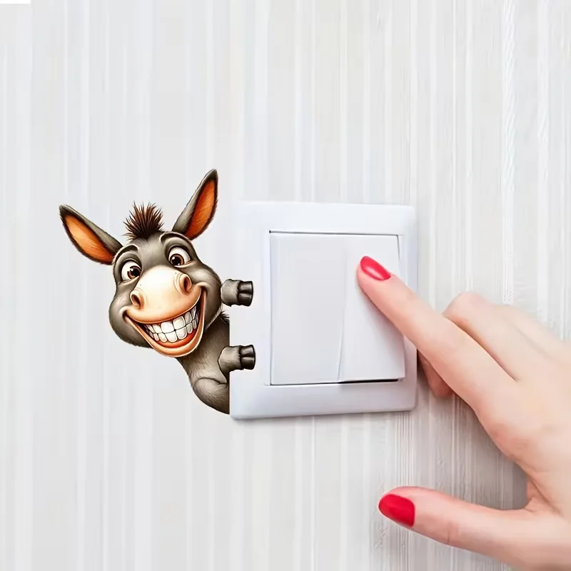 1 cute donkey switch sticker, wall decoration sticker, each switch is a beautiful encounter with animal friends