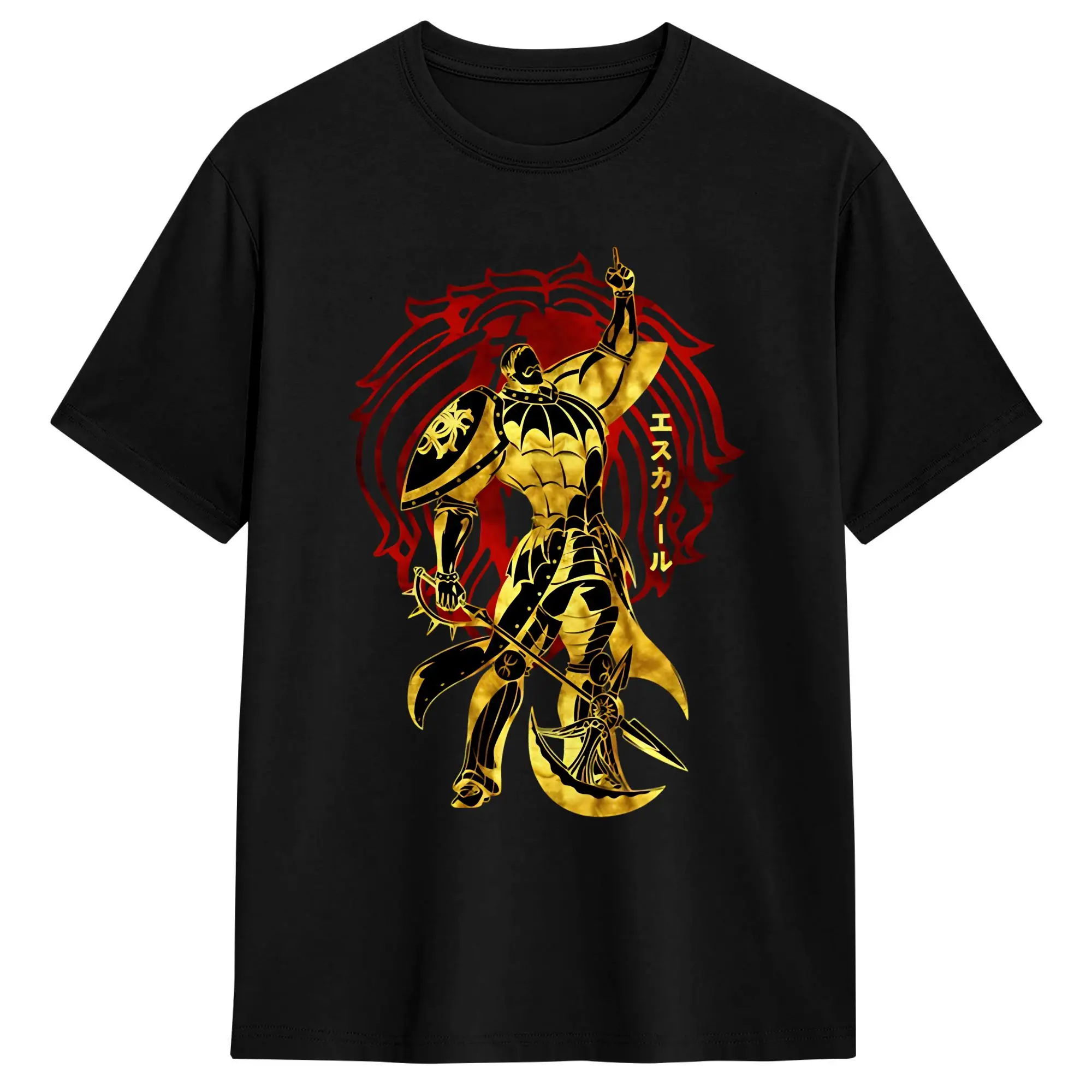 Men's T-Shirt Anime Escanor Stronger Man Leisure 100% Cotton Tee Shirt Short Sleeve  T Shirt Round Neck Clothing Plus Size