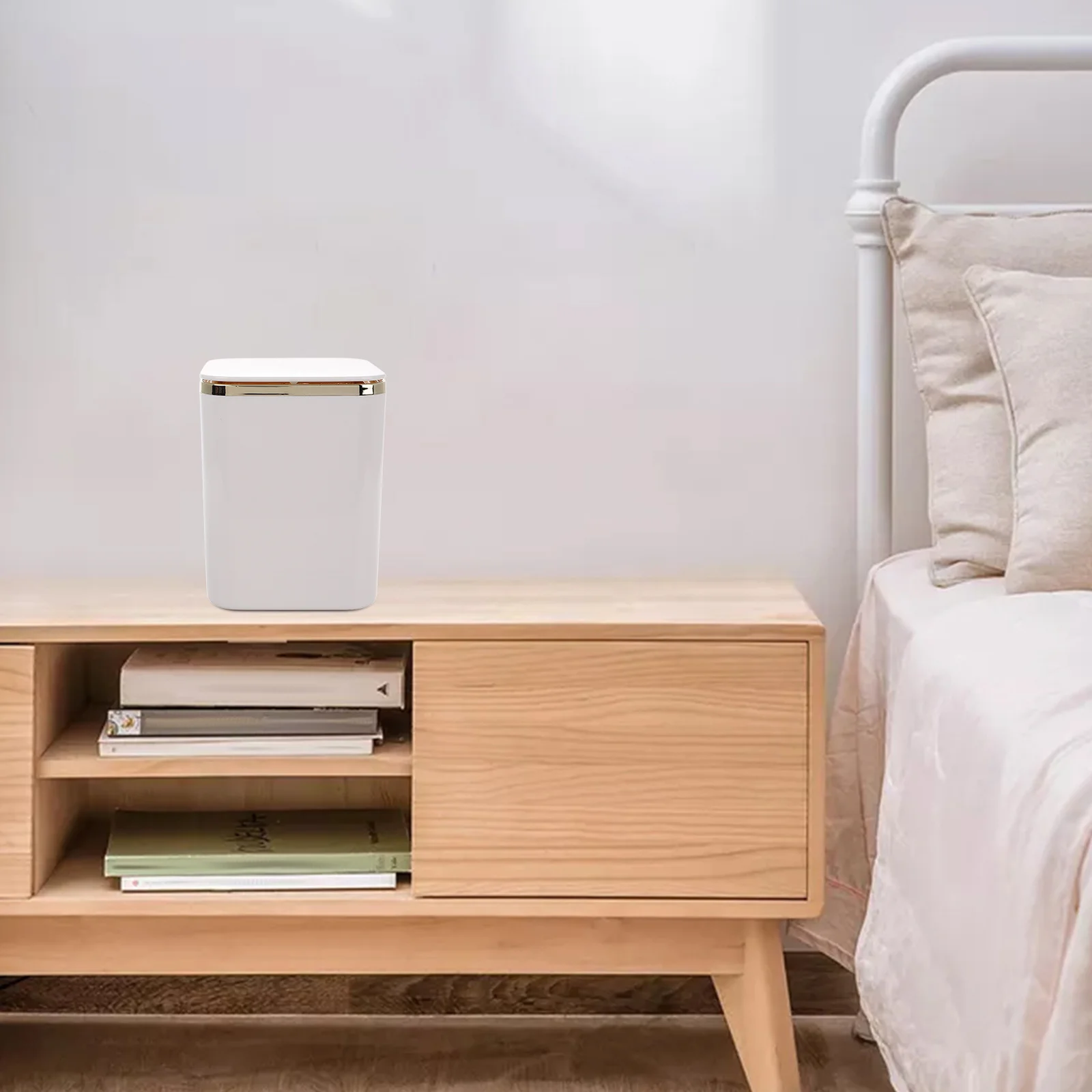 

Desktop Trash Can Mini Square Design for Countertop Tabletop Office Home Dorm Use Small Space Saver Plastic