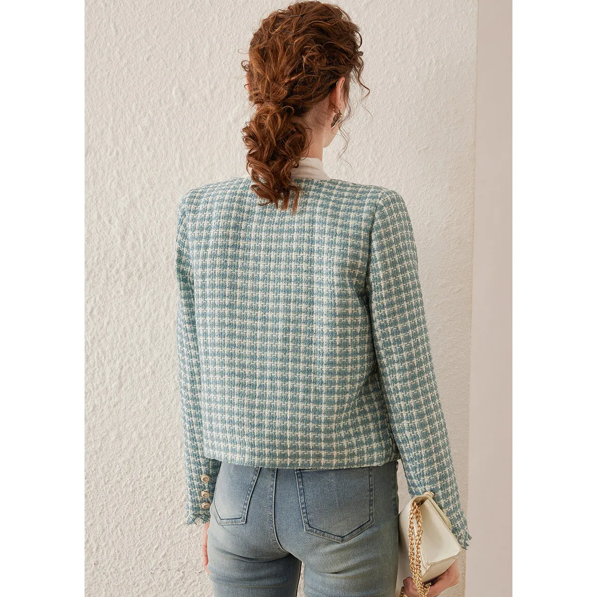 Louis yao jaquetas femininas 2025 primavera/outono elegante moda em torno do pescoço commuter cardigan feminino topo