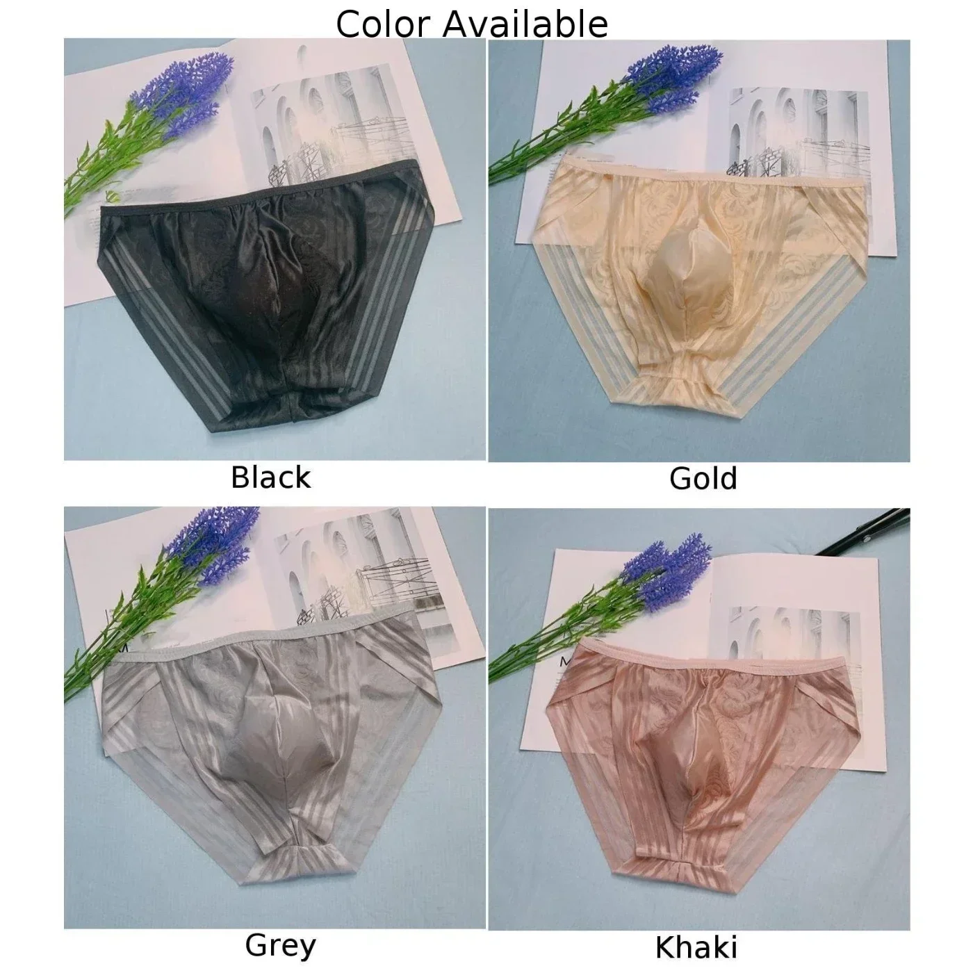 1pc Men\'s Sexy Seamless See Through Briefs Shorts Bulge Pouch Underpants Underwear Male Lingerie Panties