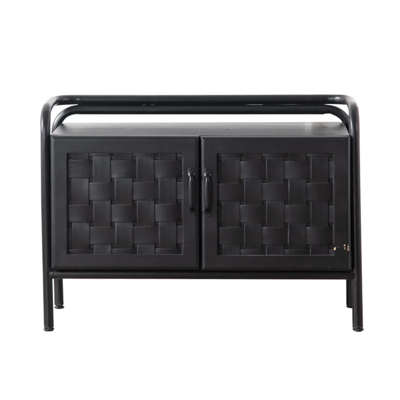 Black Pastoral Wooden Dining Side Cabinet Manufacturer Wholesale, Three-door And Four-door Entrance Cabinet, Homestay Storage Ca