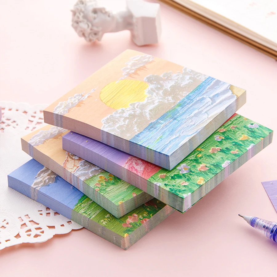 80pcs Oil Painting Scenery Convenience Sticker Salt simple Japanese high-value cute stickers school supplies office stationery