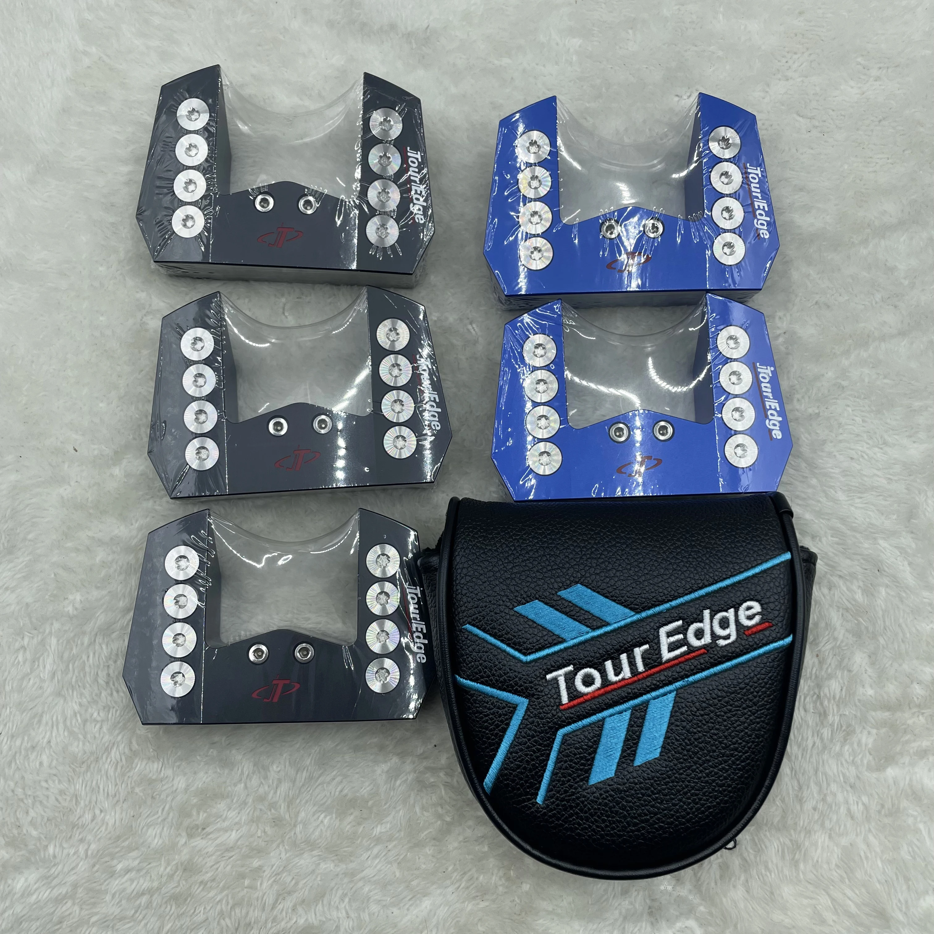 The new horn-shaped golf club putter comes with a matching cap head.