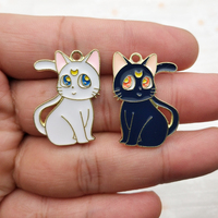 10pcs Cartoon Cat Charms Jewelry Accessories Enamel Earring Phone Keychain Bracelet Pendant Diy Making Alloy Metal Gold Plated