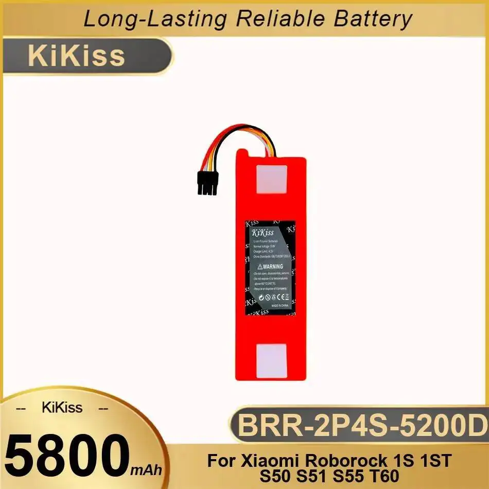 

Высокоэффективный аккумулятор для робота-пылесоса 5800 мАч с надежным питанием для Xiaomi Roborock 1S 1ST S50 S51 S55 T60 Brr-2P4S-5200D