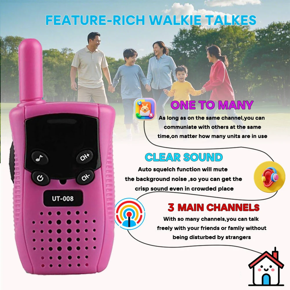 Bambini 2PCS Walkie Talkie Bambini Ricetrasmettitore portatile A lungo raggio Walkie-Talkie portatile Giocattolo Radio bidirezionale Ragazzi Ragazze Regali