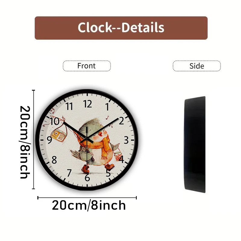 ساعة حائط معلقة صامتة على شكل طائر صغير كرتوني على مهل، مناسبة لغرفة المعيشة والمدرسة وغرفة الدراسة وغرفة النوم وهدية للأطفال