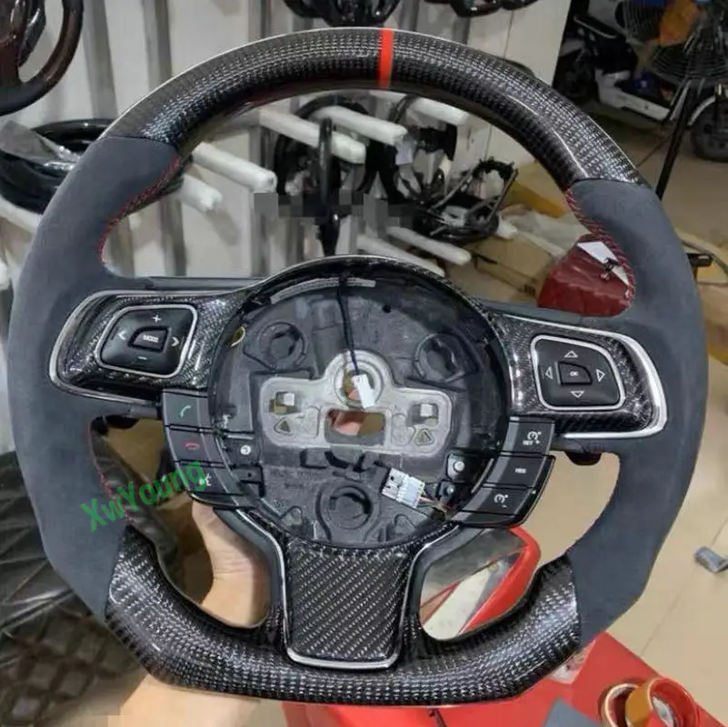 For JAGUAR XJ XJL XF X351 100% Real Carbon Fiber Steering Wheel With Leather (With Paddle Holes)