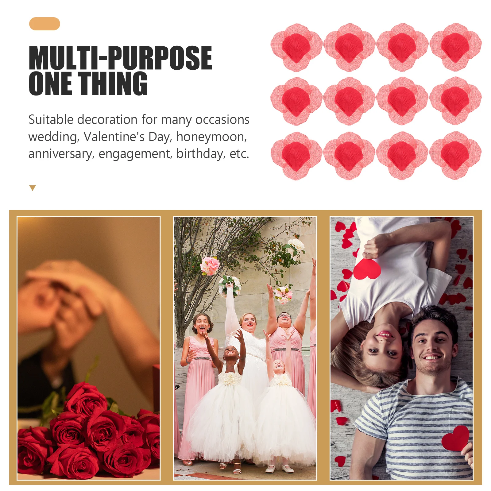 

1000Pcs Wedding Rose Petals Red Silk Cloth Artificial Simulation Romantic Valentine Party Decorative Flower Petals